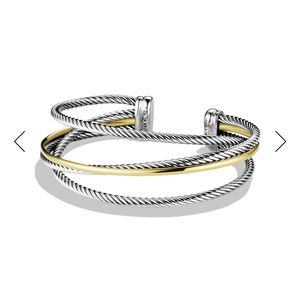 David Yurman Crossover Three-Row Cuff Bracelet with Gold